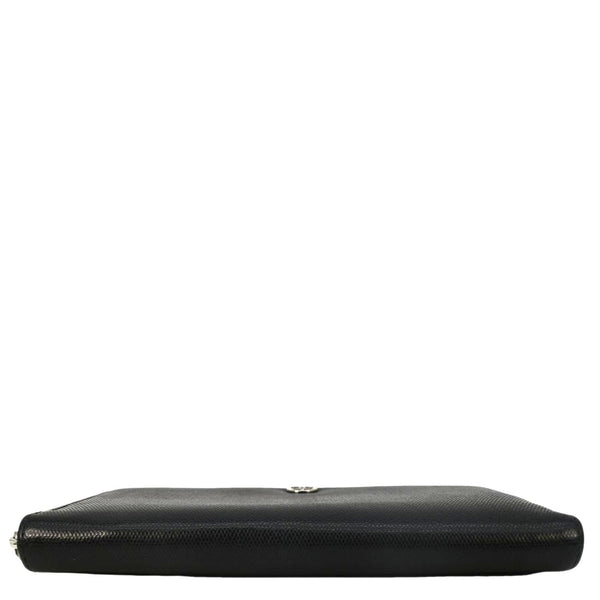 CHANEL Sevruga Leather Zip Around Wallet Black