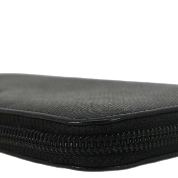 CHANEL Sevruga Leather Zip Around Wallet Black