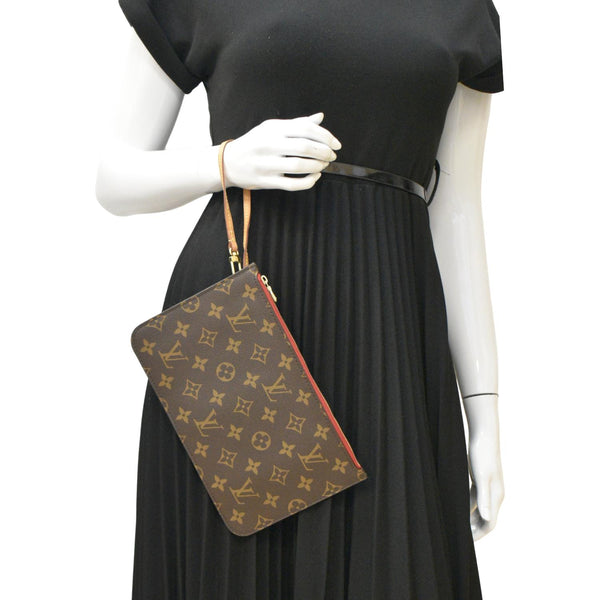 LOUIS VUITTON  Monogram Canvas Wristlet Pouch Brown