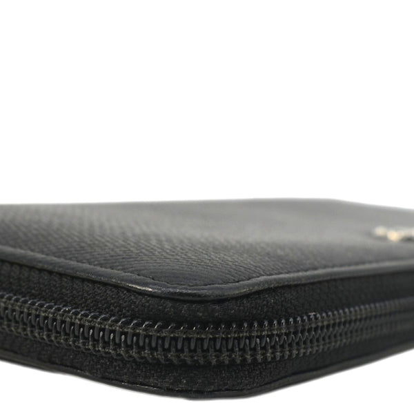 CHANEL Sevruga Leather Zip Around Wallet Black