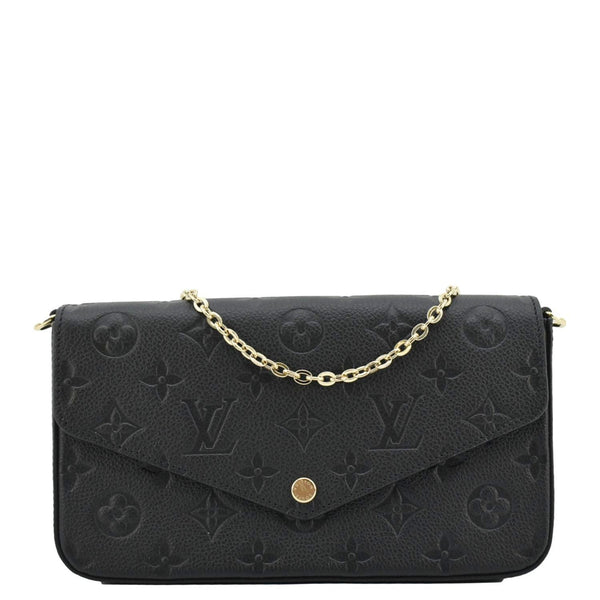 LOUIS VUITTON Felicie Pochette Empreinte Leather Crossbody Bag Black