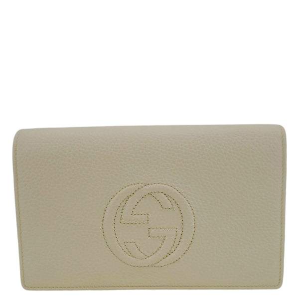 GUCCI Soho Leather Wallet On Chain Clutch Crossbody Bag Cream 598211