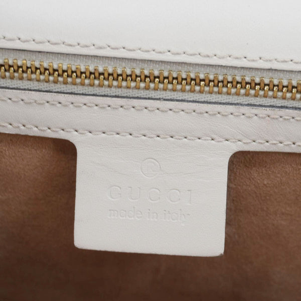 Gucci Sylvie Small Web Leather Shoulder Bag White 421882