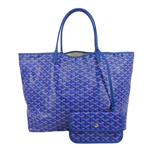 GOYARD Saint Louis PM Chevron Print Canvas Tote Bag Blue