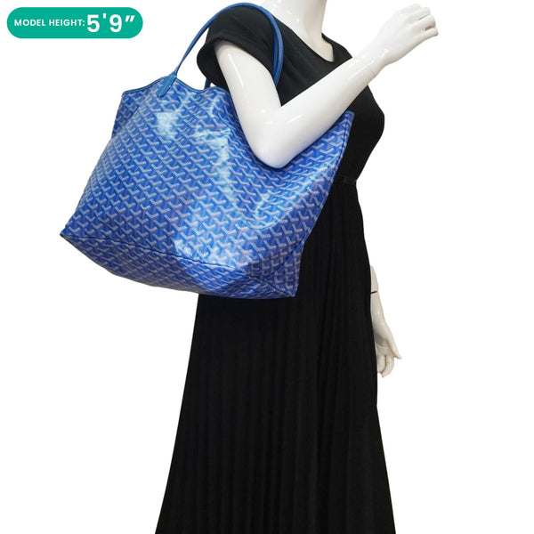 GOYARD Saint Louis PM Chevron Print Canvas Tote Bag Blue