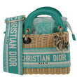 CHRISTIAN DIOR Lady Dior Mini Wicker Oblique Shoulder Bag Green