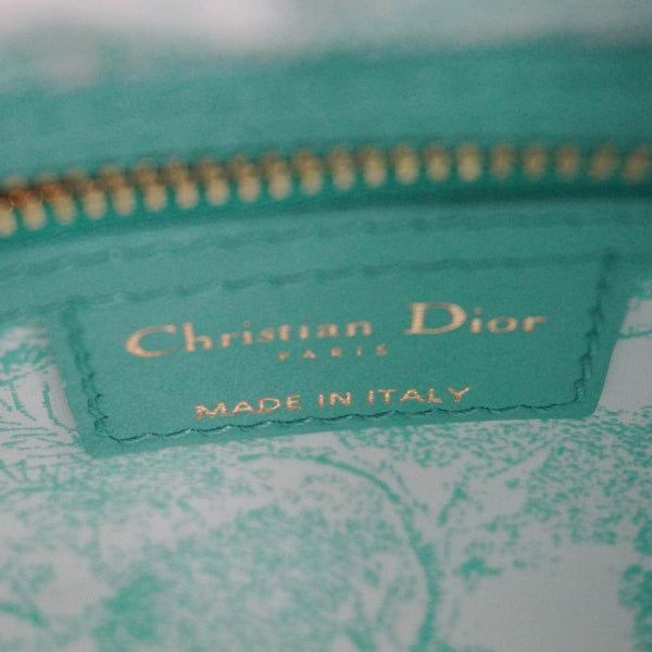 CHRISTIAN DIOR Lady Dior Mini Wicker Oblique Shoulder Bag Green