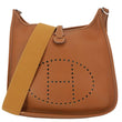 HERMES Evelyne PM Clemence Leather Crossbody Bag Brown