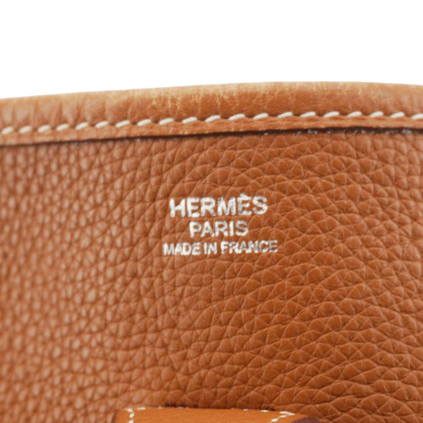 HERMES Evelyne PM Clemence Leather Crossbody Bag Brown