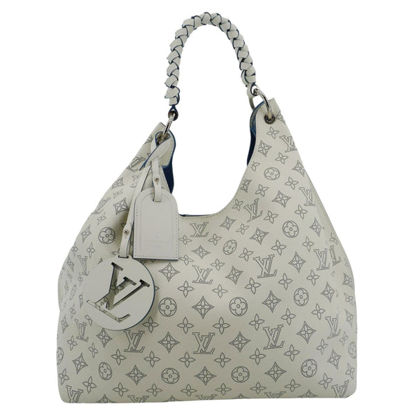 LOUIS VUITTON Carmel Mahina Leather Hobo Bag White