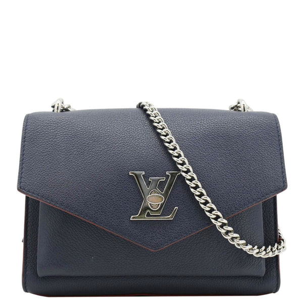 LOUIS VUITTON Mylockme Leather Chain Shoulder Bag Navy Blue