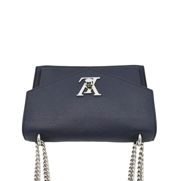 LOUIS VUITTON Mylockme Leather Chain Shoulder Bag Navy Blue