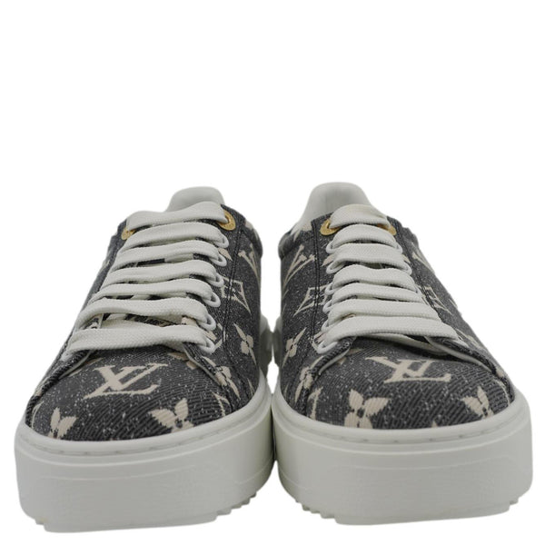 LOUIS VUITTON TimeOut Monogram Denim Sneakers Bicolor Size 36