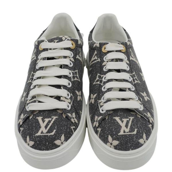 LOUIS VUITTON TimeOut Monogram Denim Sneakers Bicolor Size 36