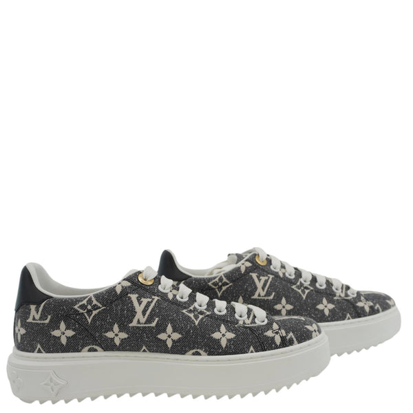 LOUIS VUITTON TimeOut Monogram Denim Sneakers Bicolor Size 36