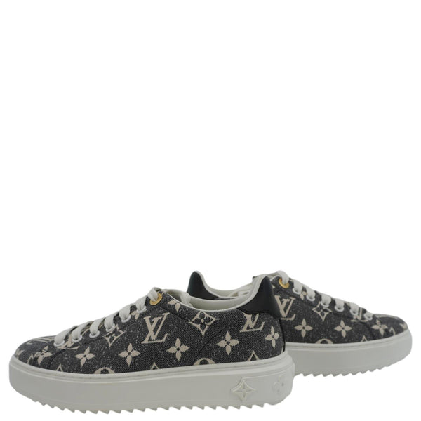 LOUIS VUITTON TimeOut Monogram Denim Sneakers Bicolor Size 36