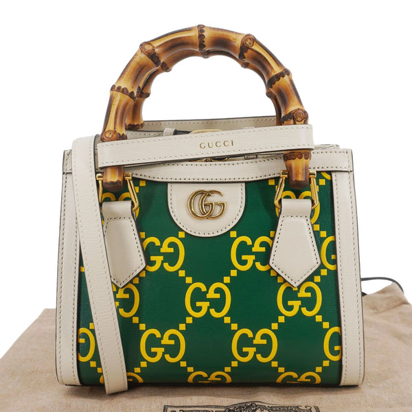 GUCCI Diana Mini GG Monogram Calfskin Leather Tote Bag Green 655661