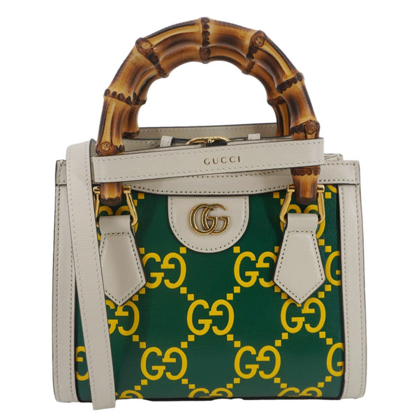 GUCCI Diana Mini GG Monogram Calfskin Leather Tote Bag Green 655661