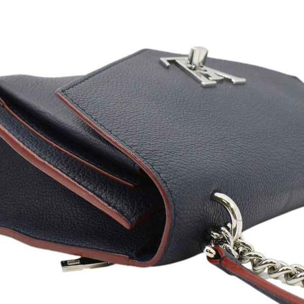 LOUIS VUITTON Mylockme Leather Chain Shoulder Bag Navy Blue