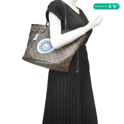 LOUIS VUITTON Neverfull My LV World Tour Monogram Canvas Tote Bag Brown