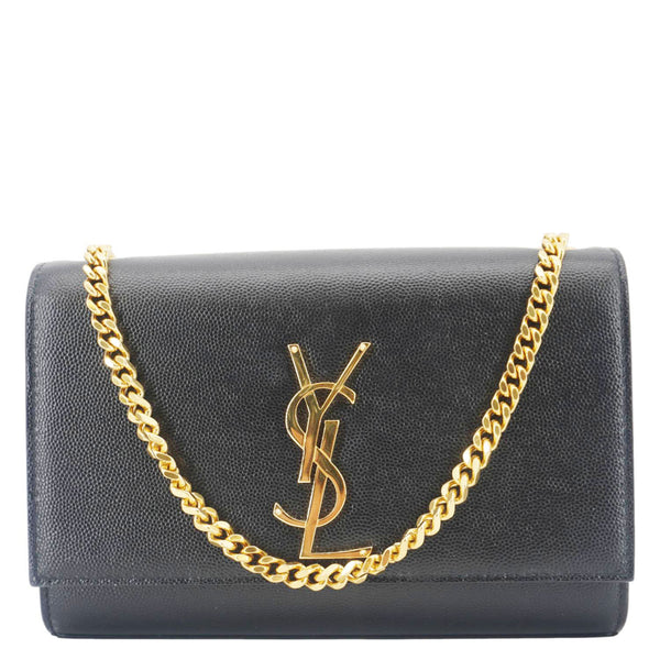 YVES SAINT LAURENT Kate Medium Grain De Poudre Leather Crossbody Bag Black