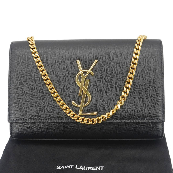 YVES SAINT LAURENT Kate Medium Grain De Poudre Leather Crossbody Bag Black