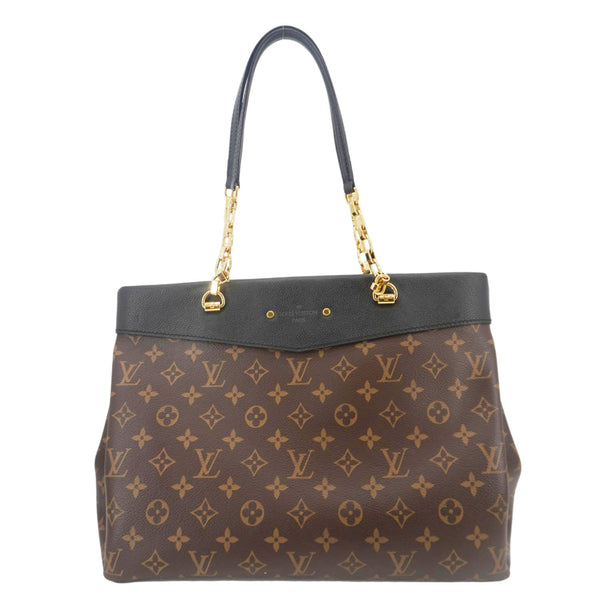 LOUIS VUITTON Pallas Chain Monogram Canvas Shopper Tote Bag Black