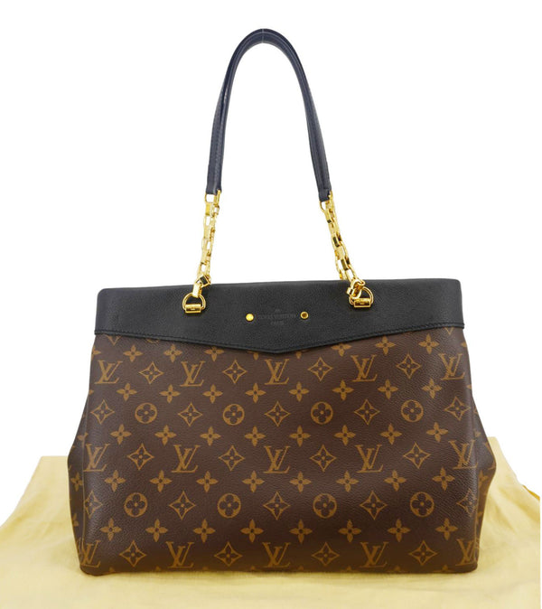 LOUIS VUITTON Pallas Chain Monogram Canvas Shopper Tote Bag Black