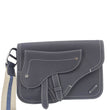 CHRISTIAN DIOR Saddle Leather Wristlet Navy Blue.