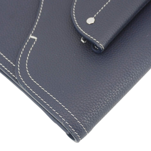 CHRISTIAN DIOR Saddle Leather Wristlet Navy Blue.