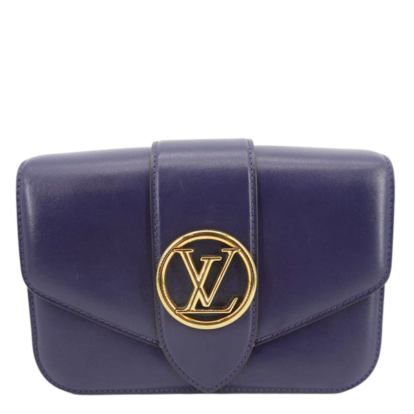 LOUIS VUITTON LV Pont 9 Calfskin Leather Shoulder Bag Navy Blue