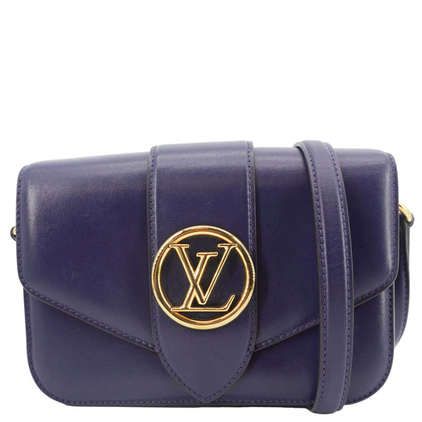 LOUIS VUITTON LV Pont 9 Calfskin Leather Shoulder Bag Navy Blue