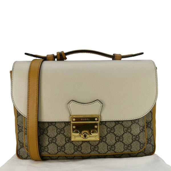 GUCCI Padlock Flap GG Canvas Shoulder Bag Beige 644527