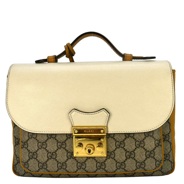 GUCCI Padlock Flap GG Canvas Shoulder Bag Beige 644527