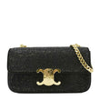 CELINE  Triomphe Claude Suede Strass Shoulder Bag Black