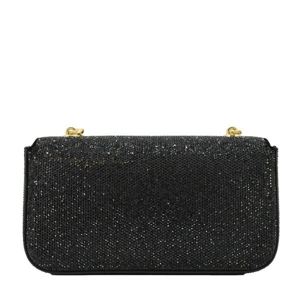 CELINE  Triomphe Claude Suede Strass Shoulder Bag Black