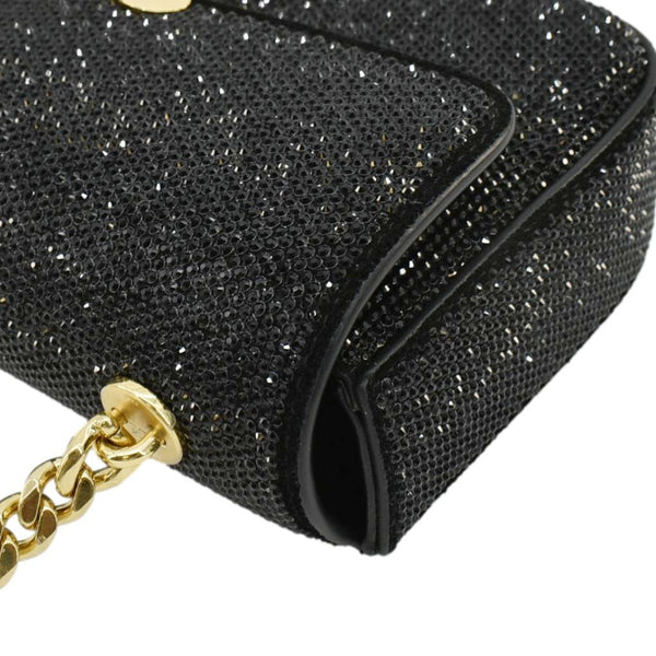 CELINE  Triomphe Claude Suede Strass Shoulder Bag Black