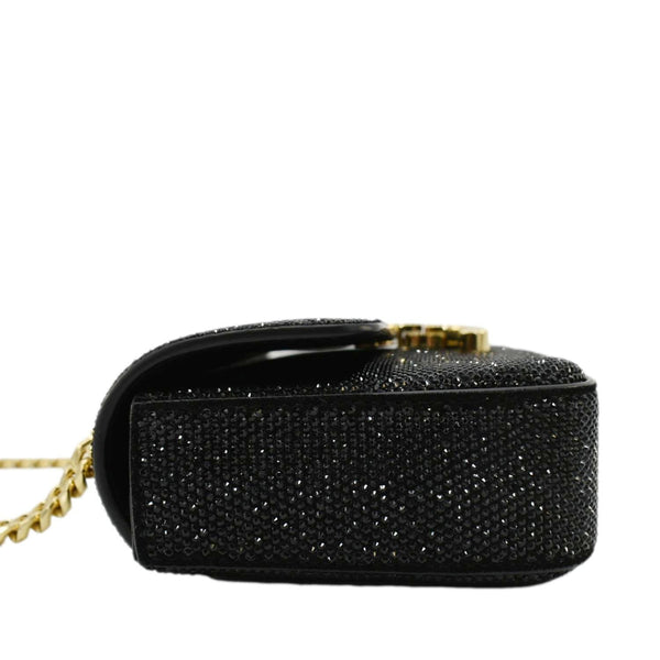 CELINE  Triomphe Claude Suede Strass Shoulder Bag Black