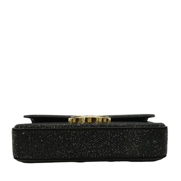 CELINE  Triomphe Claude Suede Strass Shoulder Bag Black