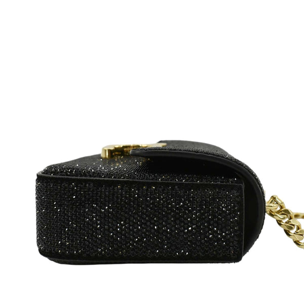 CELINE  Triomphe Claude Suede Strass Shoulder Bag Black