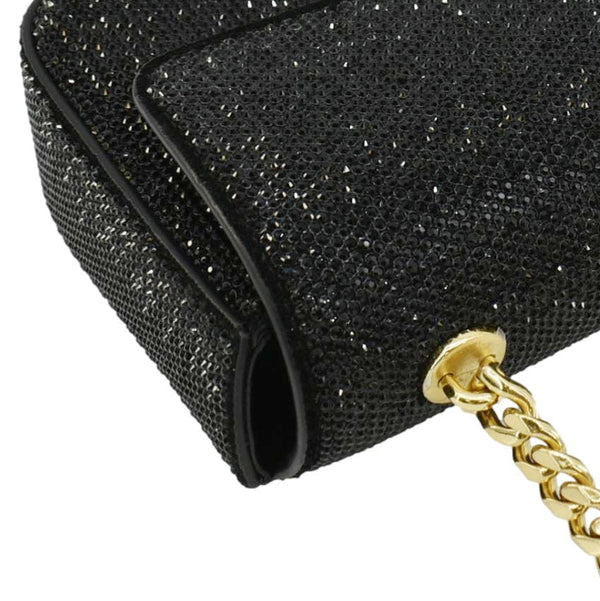 CELINE  Triomphe Claude Suede Strass Shoulder Bag Black