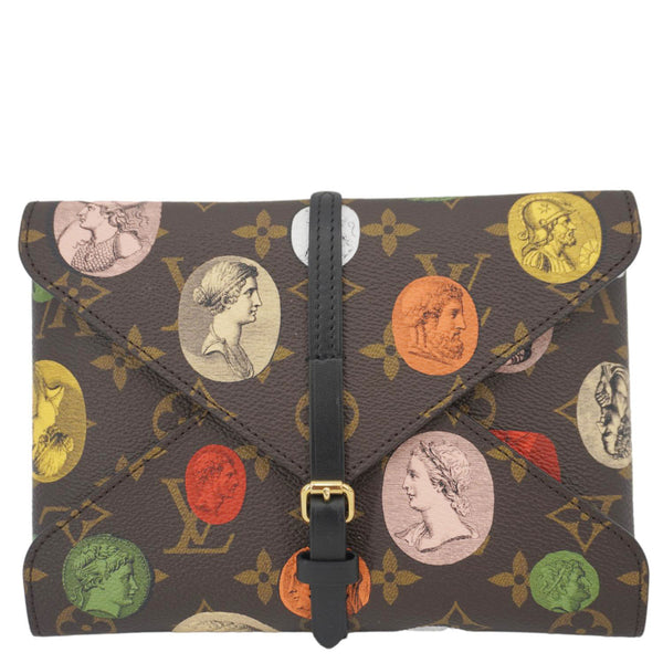 LOUIS VUITTON Monogram Fornasetti Clutch Pencil Pouch Brown