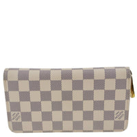 LOUIS VUITTON Damier Azur Zippy Wallet White