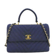 CHANEL Trendy CC Small Jersey Chevron Top Handle Shoulder Bag Blue