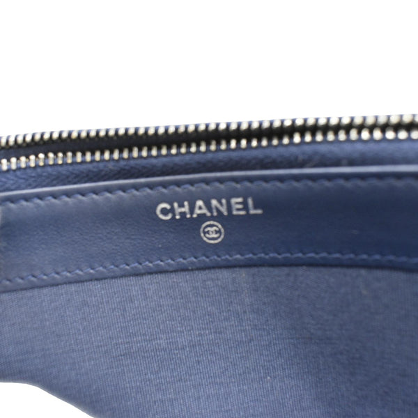 CHANEL Boy Double Zip Wallet on Chain Caviar Leather Crossbody Bag Navy Blue