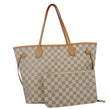 LOUIS VUITTON Neverfull MM Damier Azur Tote Shoulder Bag White