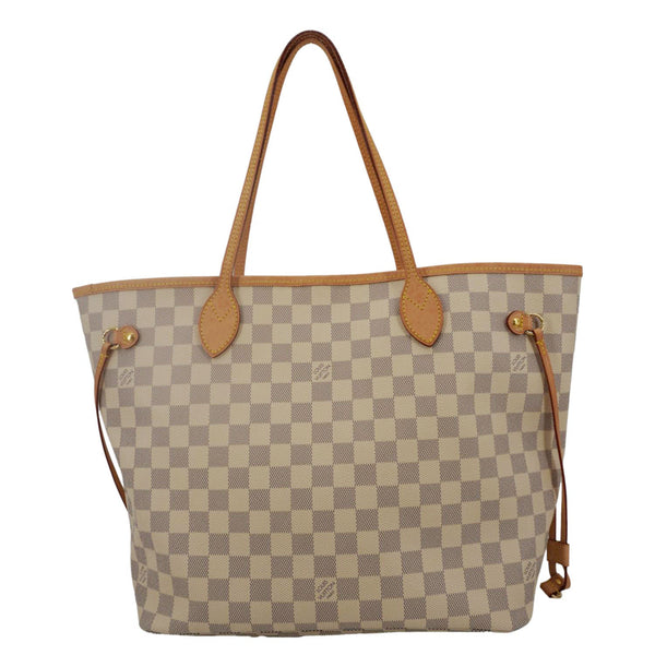 LOUIS VUITTON Neverfull MM Damier Azur Tote Shoulder Bag White