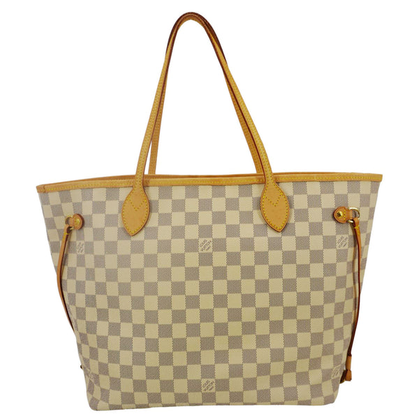 LOUIS VUITTON Neverfull MM Damier Azur Tote Shoulder Bag White