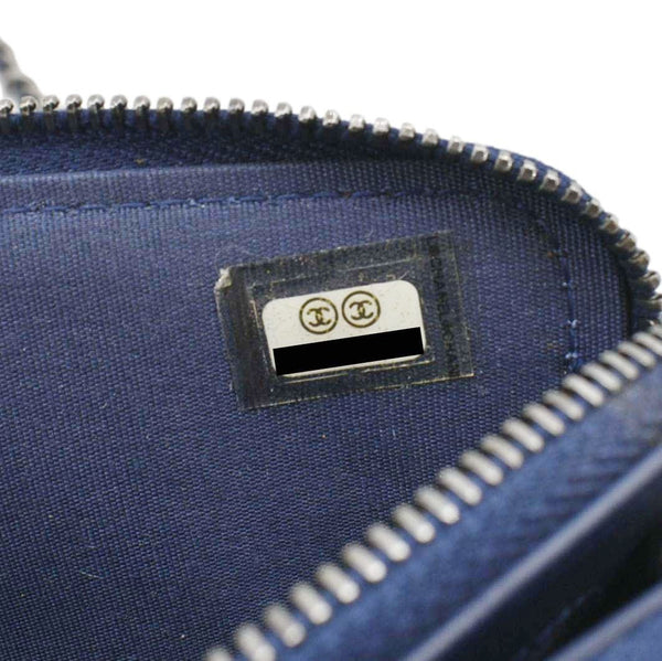 CHANEL Boy Double Zip Wallet on Chain Caviar Leather Crossbody Bag Navy Blue