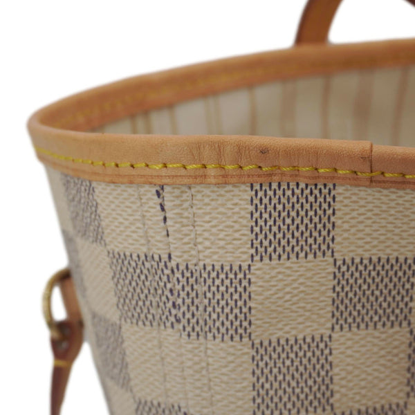 LOUIS VUITTON Neverfull MM Damier Azur Tote Shoulder Bag White